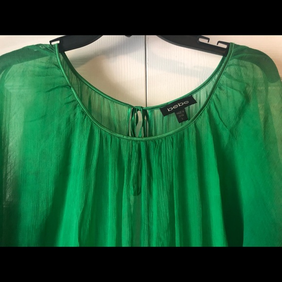 Green BEBE sheer blouse - Picture 2 of 3